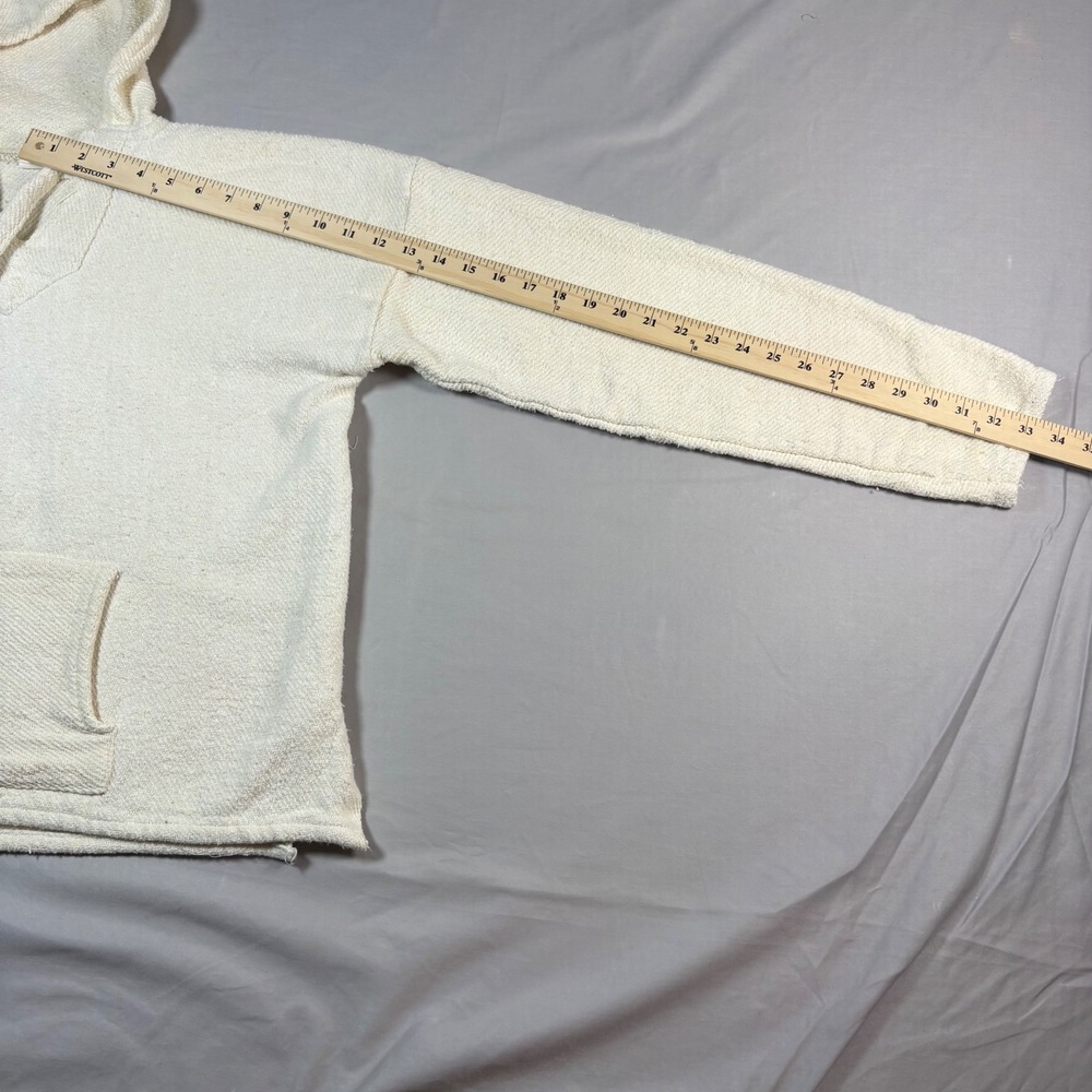 Corona Beach Club Tijuana Baja Hoodie Mens Large Cream Woven Jerga Pullover - Picture 8 of 8